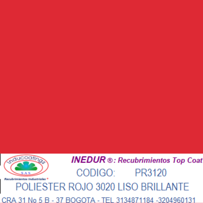 Poliester Rojo RAL 3020 Liso Brillante